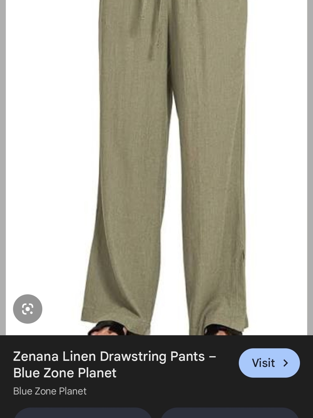 Zenana Outfitters Light Blue Gret Linen Drawstring Wide-Leg Pants